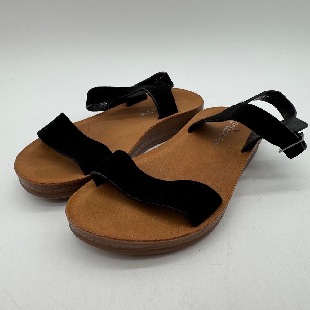 Lucky Top Toddler Girls' US 10 Black Ankle Strap Platform Sandals